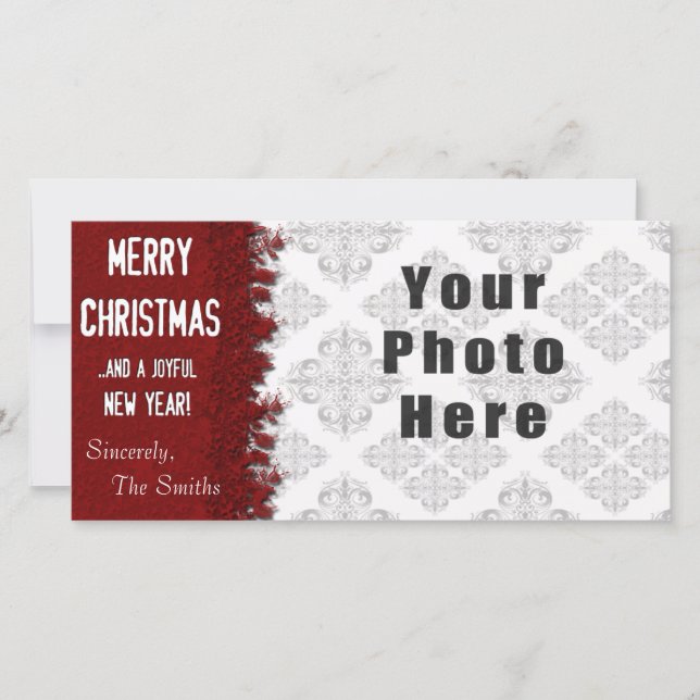 Merry Christmas Red Snowflake Holiday Card (Front)