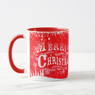 Merry Christmas Red Snowflake Mug