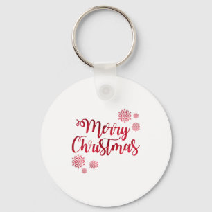 Merry Christmas Red Snowflake Tygraphy  Key Ring