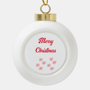 Merry Christmas red snowflakes holiday stylish Ceramic Ball Christmas Ornament