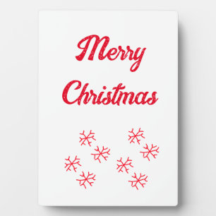 Merry Christmas red snowflakes holiday stylish Plaque