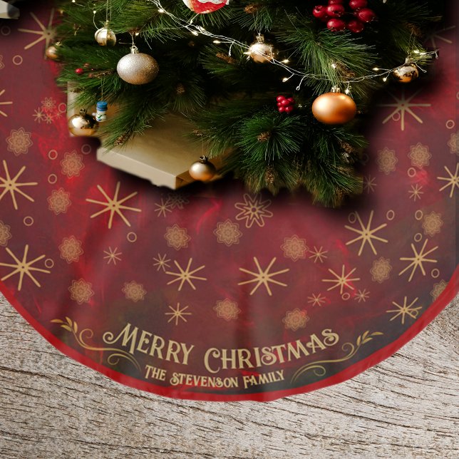 Merry Christmas  Red Snowflakes Pattern Brushed Polyester Tree Skirt (Merry Christmas Red Snowflakes Pattern Brushed Polyester Tree Skirt)