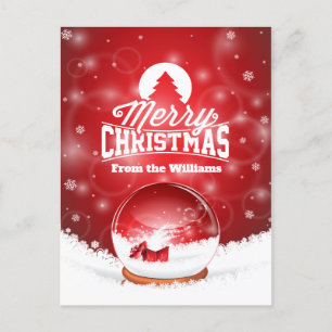 Merry Christmas Red Snowflakes Personalised Wish Holiday Postcard