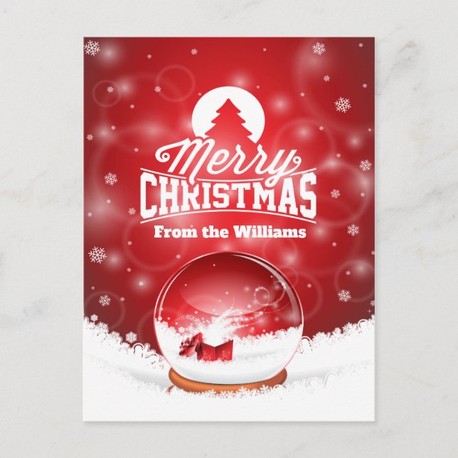 Merry Christmas Red Snowflakes Personalised Wish Holiday Postcard (Front)