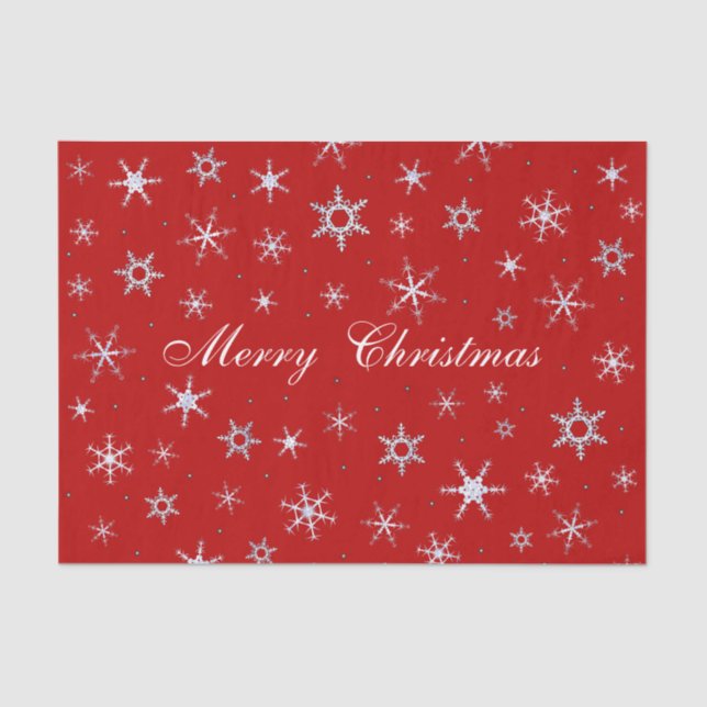 Merry Christmas Red Snowflakes Tissue Paper (Front)