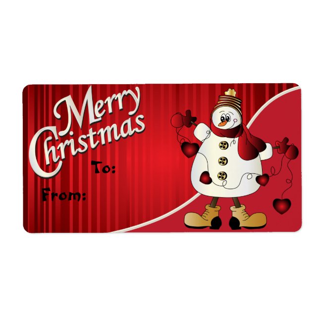Merry Christmas Red Snowman Gift Tag (Front)