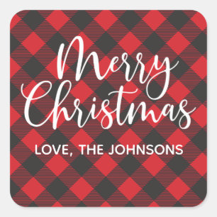 Merry Christmas Red Square Sticker