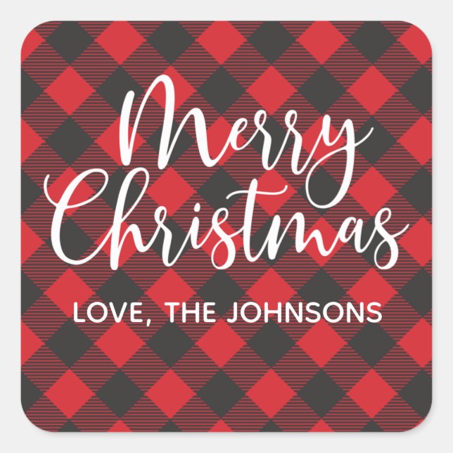 Merry Christmas Red Square Sticker (Front)