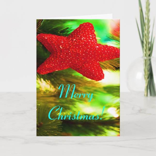 Merry Christmas Red Star II Holiday Card (Front)