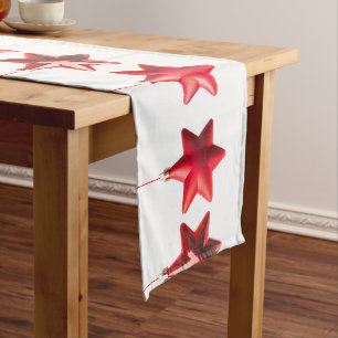 Merry Christmas Red stars decoration with text Long Table Runner