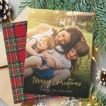 Merry Christmas Red Stewart Tartan Family Photo Card<br><div class="desc">Celebrate your festive season as a family with our exclusive "Merry Christmas" greeting card. Displaying your cherished photo front and centre, this card beautifully shows the joy you hold as a family with the magic of the holiday season. Turn the card over to reveal a timeless plaid design, adding a...</div>