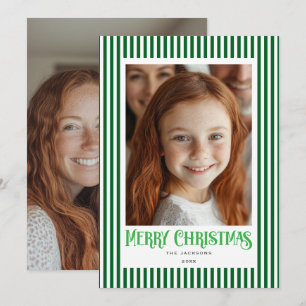 Merry Christmas Red Stripes Holiday Design Card