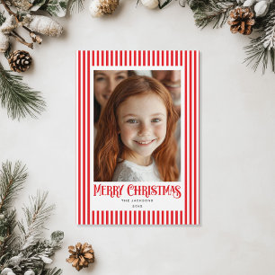 Merry Christmas Red Stripes Holiday Design Card