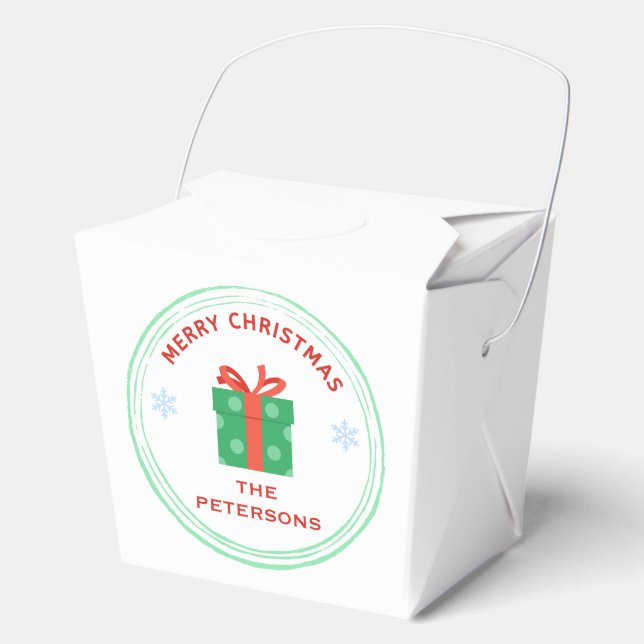 Merry Christmas red text gift box on white (Front)