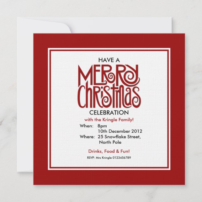 Merry Christmas red Theme Party Invitation (Front)