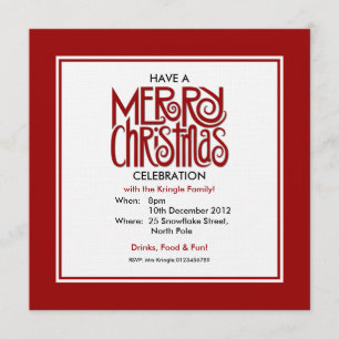Merry Christmas red Theme Party Invitation