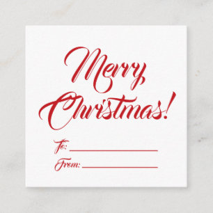 Merry Christmas red to from elegant script blank Enclosure Card