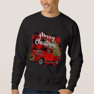 Merry Christmas Red Truck Buffalo Plaid Christmas Sweatshirt