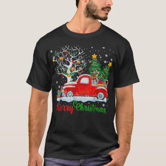 Merry Christmas Red Truck Christmas Tree Lights Sn T-Shirt