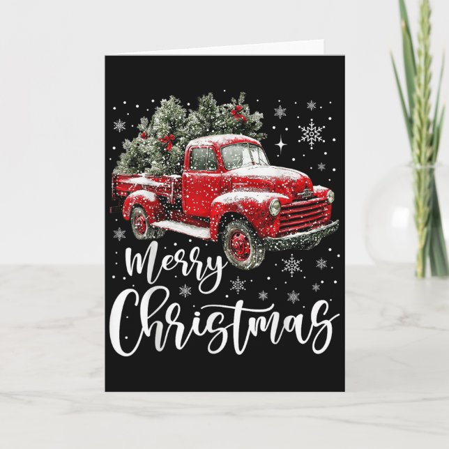Merry Christmas Red Truck Family Matching Christma Card (Front)