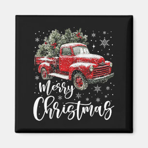 Merry Christmas Red Truck Family Matching Christma Magnet