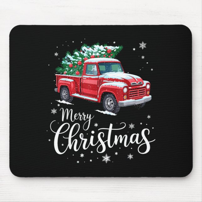 Merry Christmas Red Truck Family Matching Christma Mouse Mat (Front)