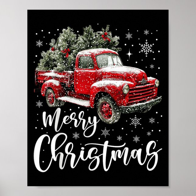 Merry Christmas Red Truck Family Matching Christma Poster (Front)