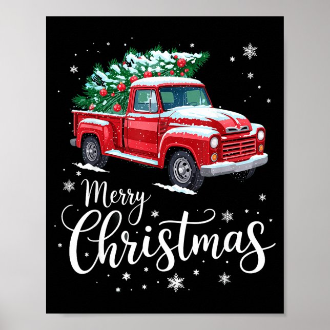 Merry Christmas Red Truck Family Matching Christma Poster (Front)