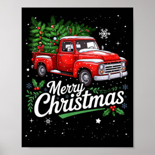 Merry Christmas Red Truck Family Matching Christma Poster