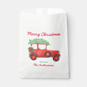 Merry Christmas Red Truck Holiday Favour Bags