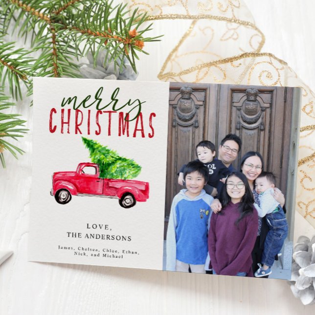 Merry Christmas Red Truck Photo Invitation (Creator Uploaded)