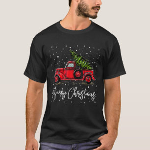 Merry Christmas Red Truck Tree Funny Family Pajama T-Shirt
