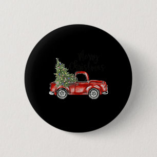 Merry Christmas Red Truck Tree Light Funny Family 6 Cm Round Badge