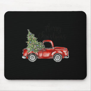 Merry Christmas Red Truck Tree Light Funny Family  Mouse Mat