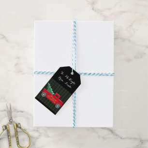 Merry Christmas Red Truck with Tree   Gift Tags