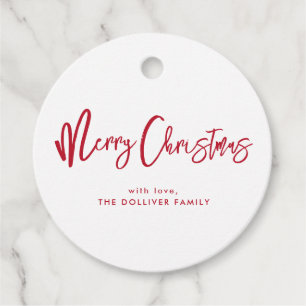 Merry Christmas   Red Typography Favour Tags