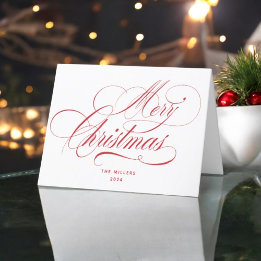 Merry Christmas Red Typography Holiday Card