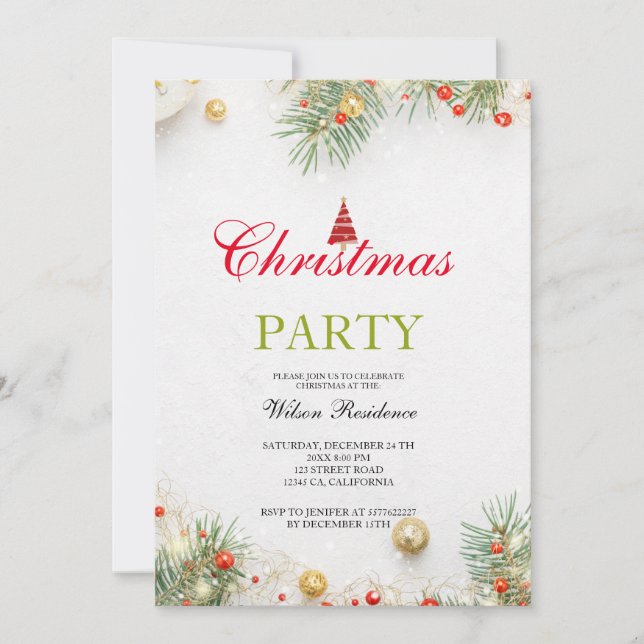 Merry Christmas | Red Typography Invitation (Front)