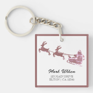 Merry Christmas   Red Typography Key Ring