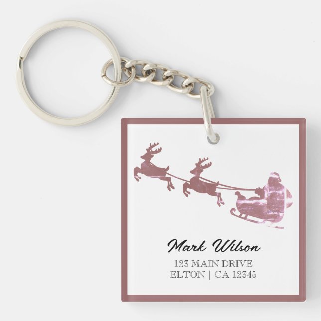 Merry Christmas | Red Typography Key Ring (Front)
