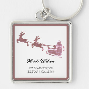 Merry Christmas Red Typography Key Ring