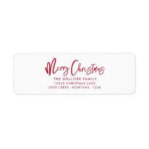 Merry Christmas   Red Typography Return Address