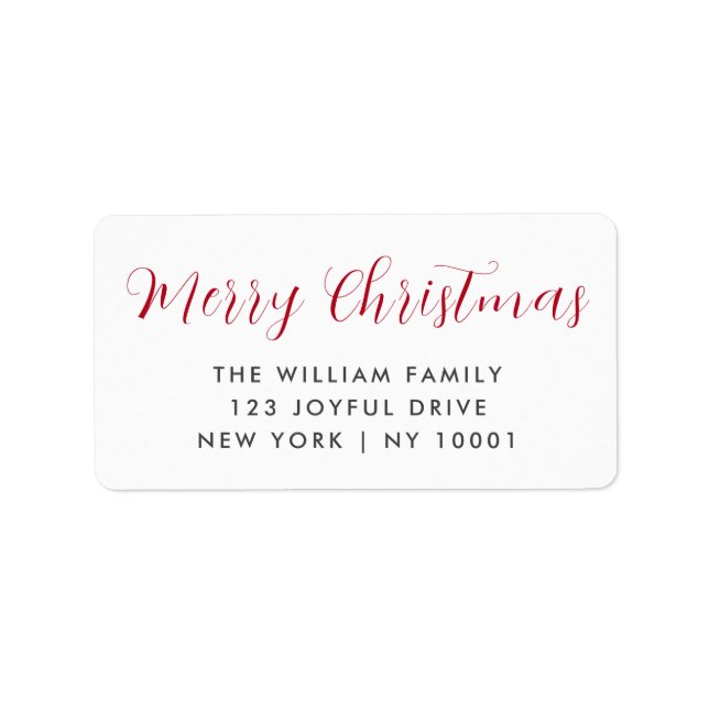 Merry Christmas Red Typography Return Address Label (Front)