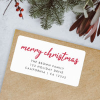 Merry Christmas | Red Typography Return Address