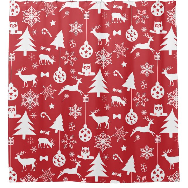 Merry Christmas: Red Vintage Collection Shower Curtain (Front)