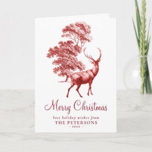 Merry Christmas Red Vintage Deer Card