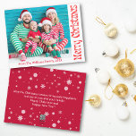 merry christmas red vintage retro family photo  holiday card<br><div class="desc">merry christmas red vintage retro family photo Holiday Card 
two sided card, on the back side holiday message</div>