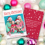 merry christmas red vintage retro simple photo holiday card<br><div class="desc">stylish merry christmas red vintage retro  holiday photo  Card
two sided card, on the back side holiday message with snowflakes</div>