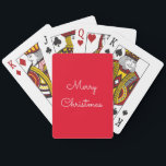 Merry Christmas Red White Custom Cute Gift Favour Playing Cards<br><div class="desc">Merry Christmas message in colourful red background and white text,  you can change the colour if you wish. Makes a nice gift or party favour for Christmas holidays!</div>