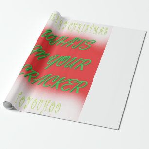 Merry Christmas red white green with text Wrapping Paper
